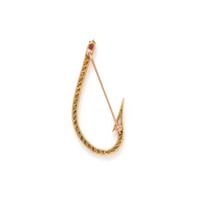 DIAMOND AND RUBY FISH HOOK BROOCH