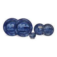 A Group of Five Staffordshire Historical Blue Table Articles