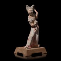 A Chinese Pottery Figure of a Lady 彩陶女佣