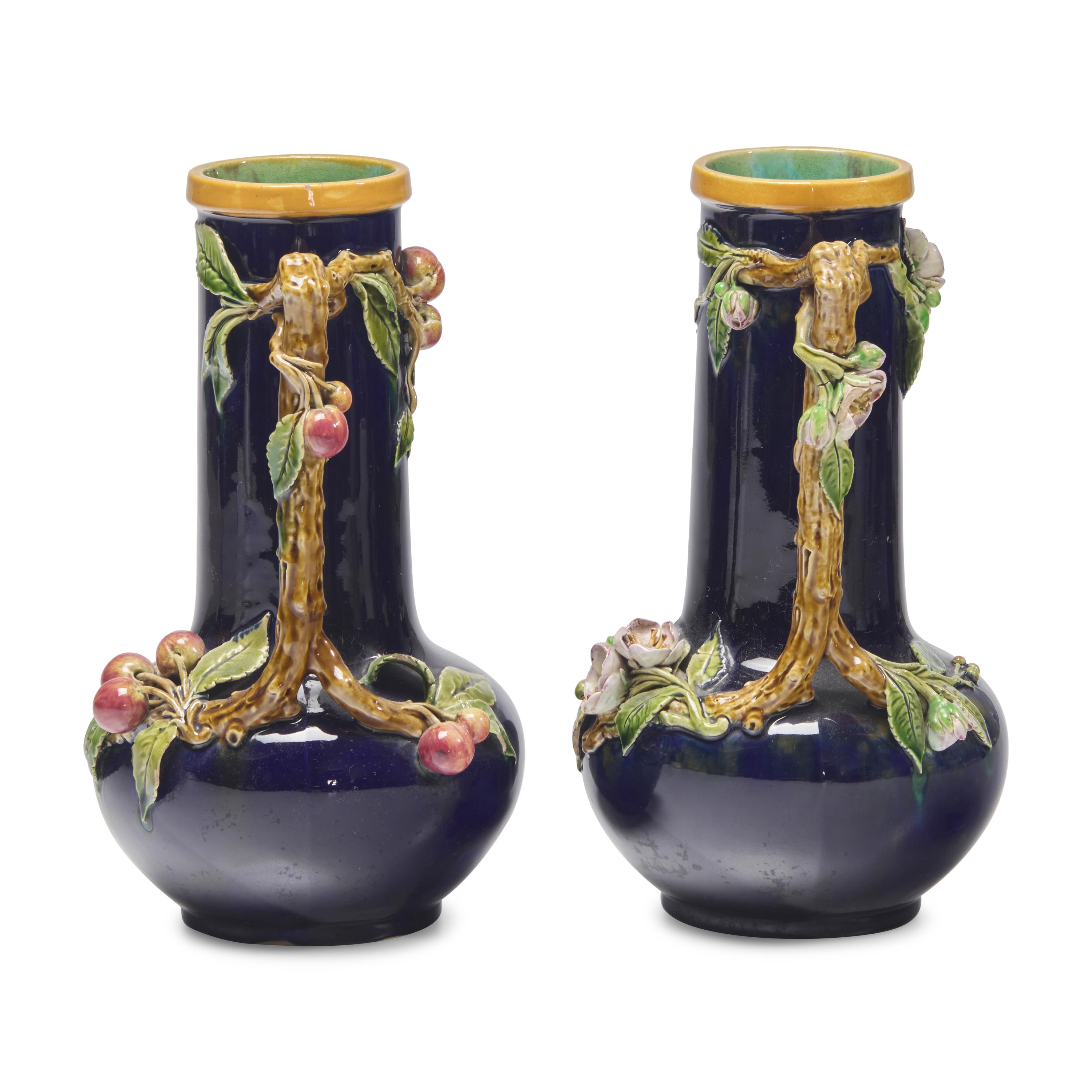 A Pair of Minton Majolica Pitchers