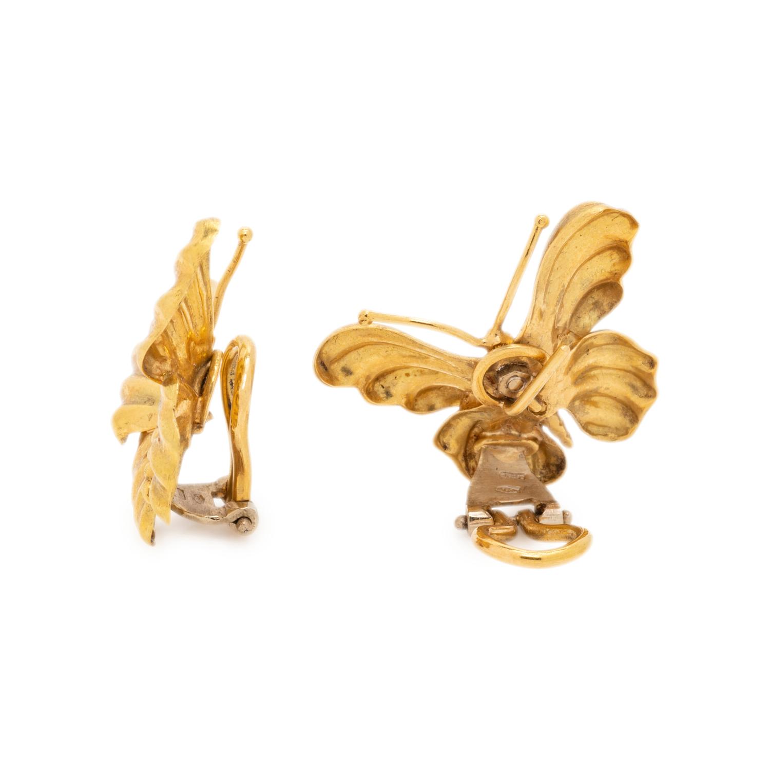 YELLOW GOLD BUTTERFLY EARCLIPS