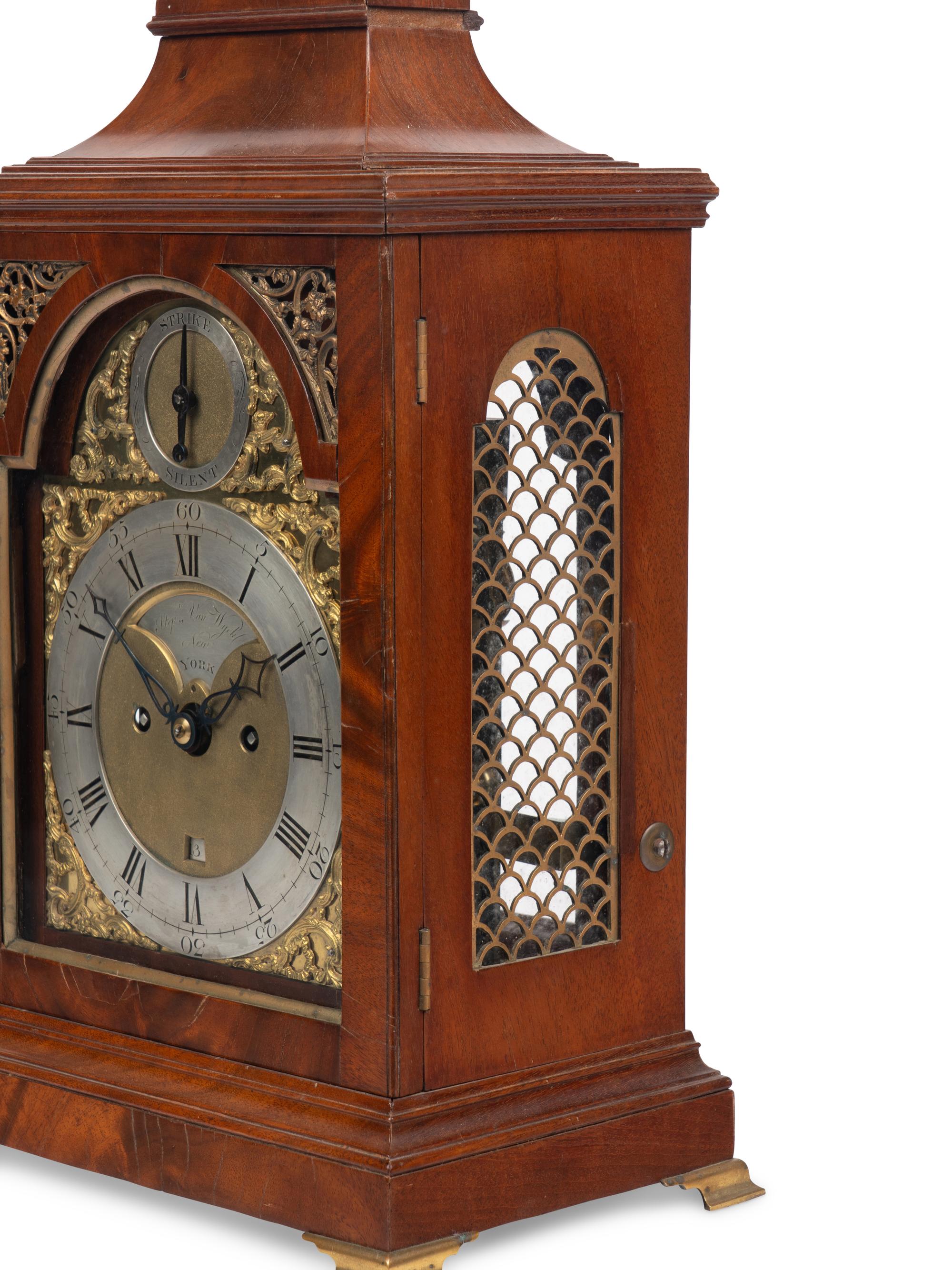 An American Brass-Mounted Mahogany Striking Table Clock