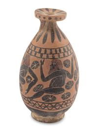 An Etruscan Aryballos with Dancing Satyrs in Black-Figured Style