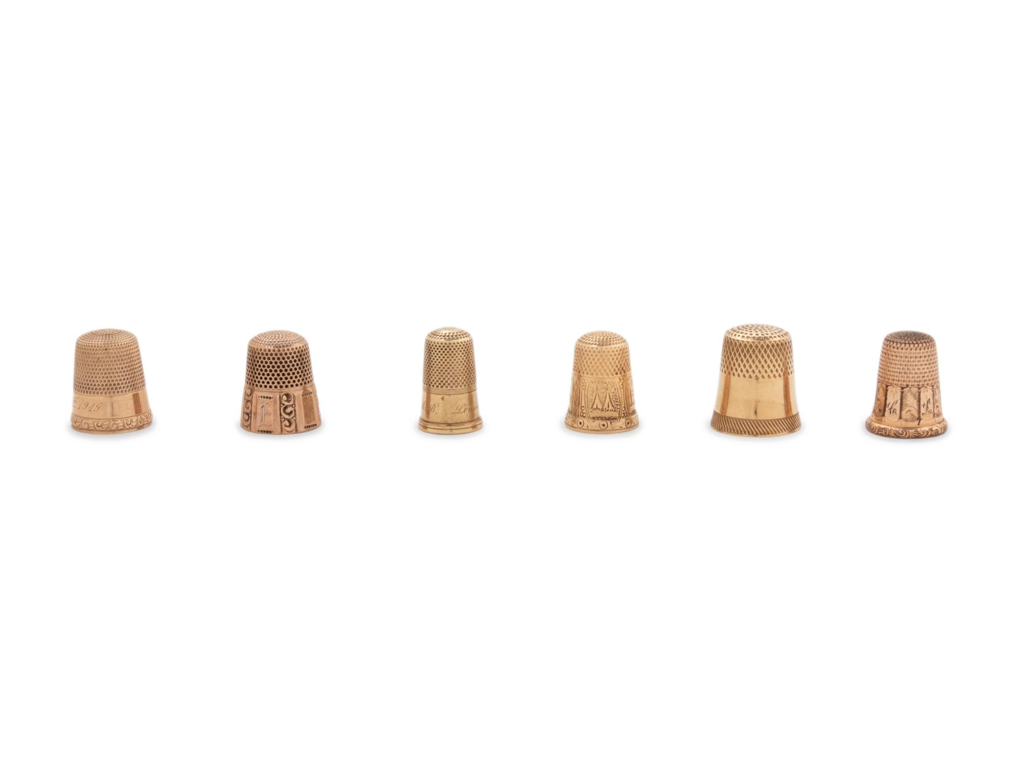 Six American Gold Thimbles