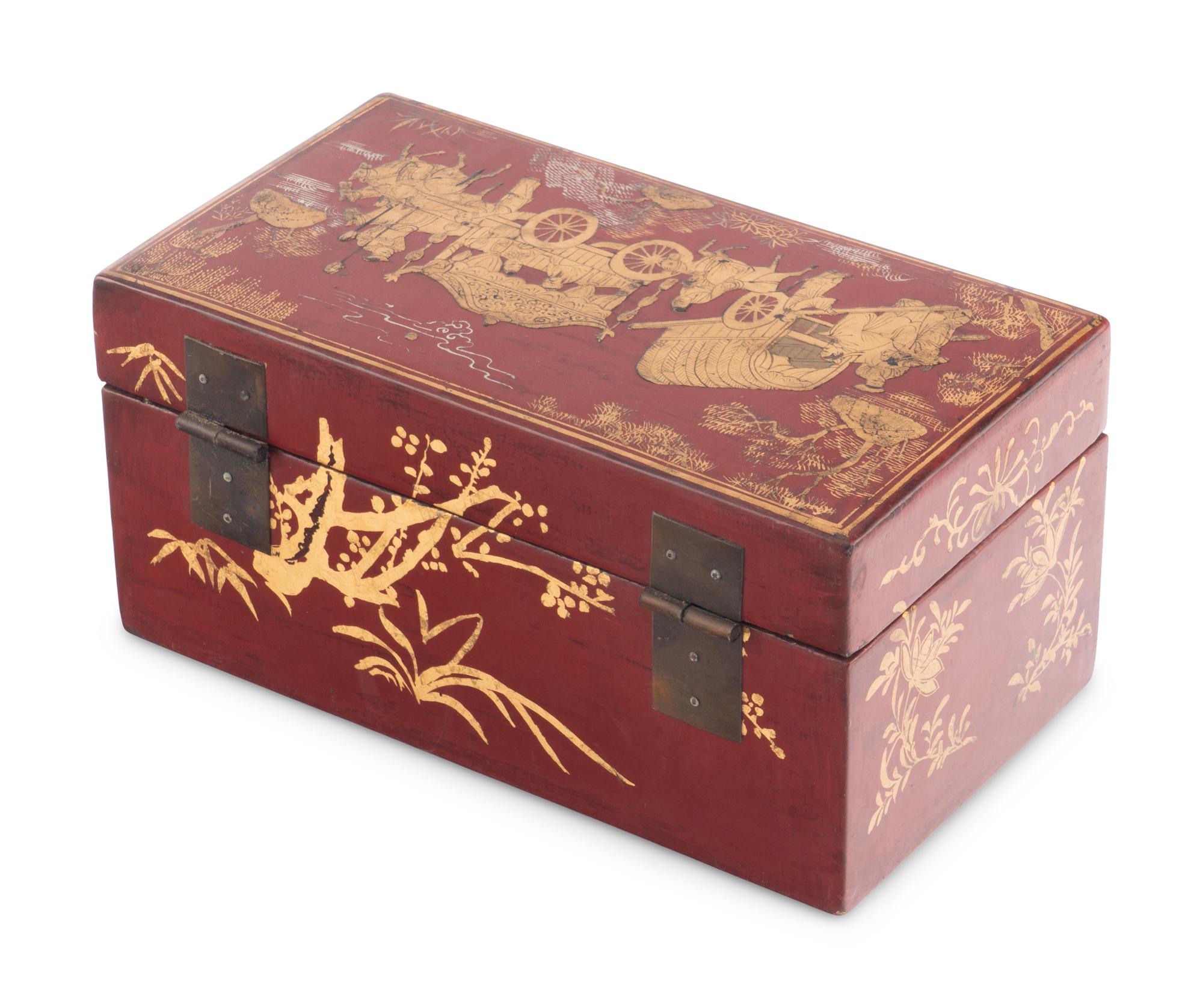 A Chinese Export Lacquer and Parcel-Gilt Table Casket