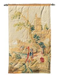 An Aubusson Tapestry Depicting Figures on Shore, Near a Sailing Ship — 17TH/18TH CENTURY