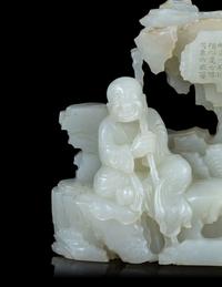 A Carved Pale Celadon Jade ’Luohan‘ Boulder