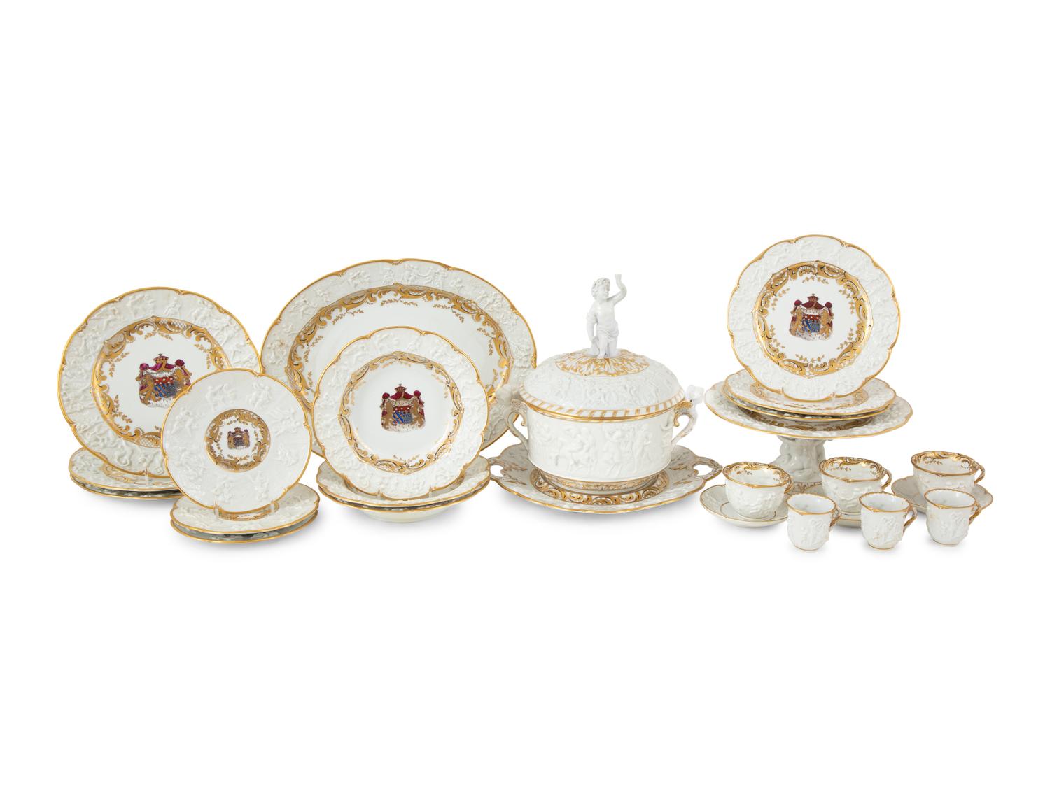 A Capodimonte Napoleon and Josephine Porcelain Partial Dinner Service