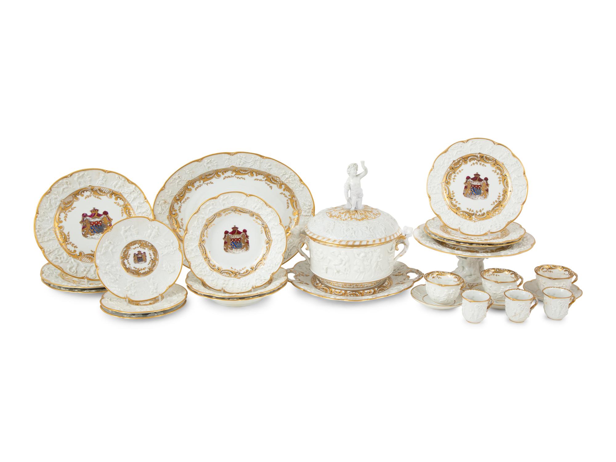 A Capodimonte Napoleon and Josephine Porcelain Partial Dinner Service