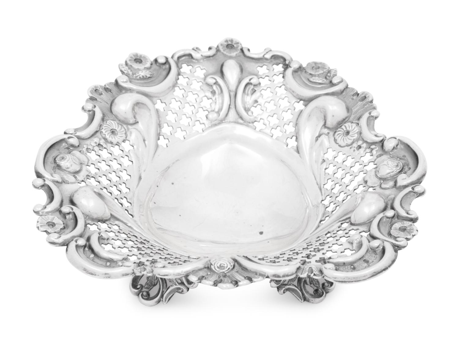 A Victorian Silver Reticulated Heart-Shaped Dish