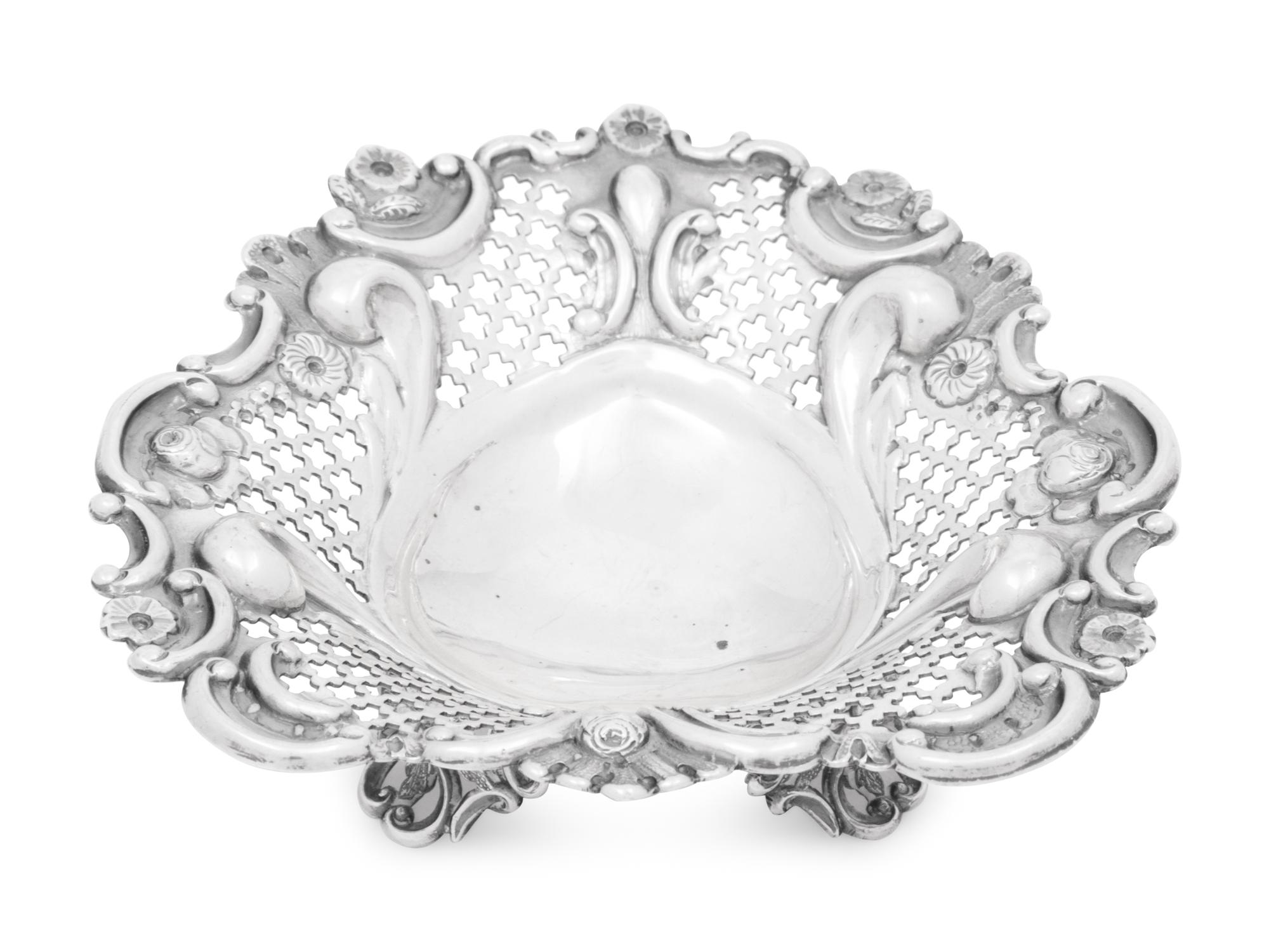 A Victorian Silver Reticulated Heart-Shaped Dish