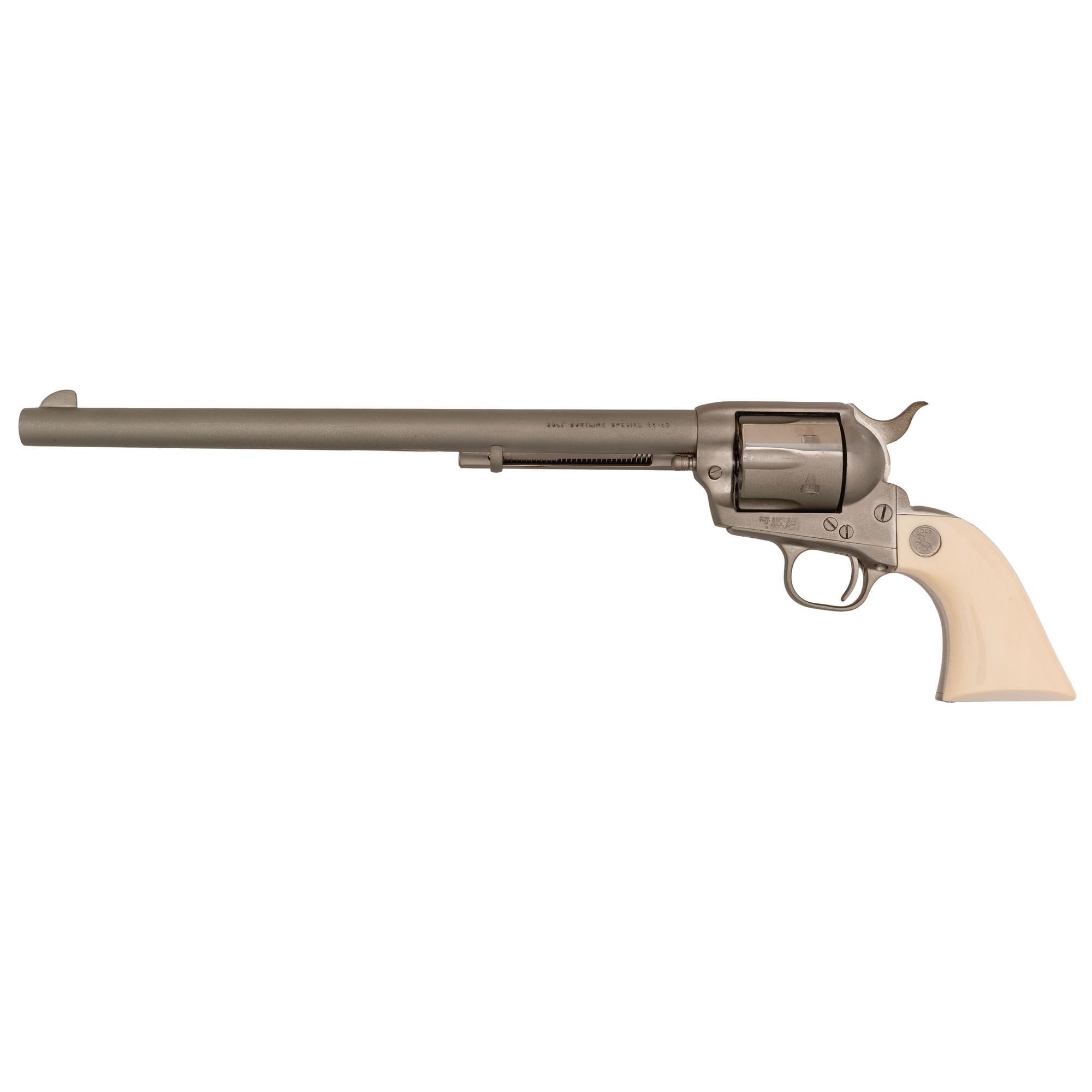 *Nickel Colt Buntline Special 44-40 Single Action Army Revolver in Cardboard Box