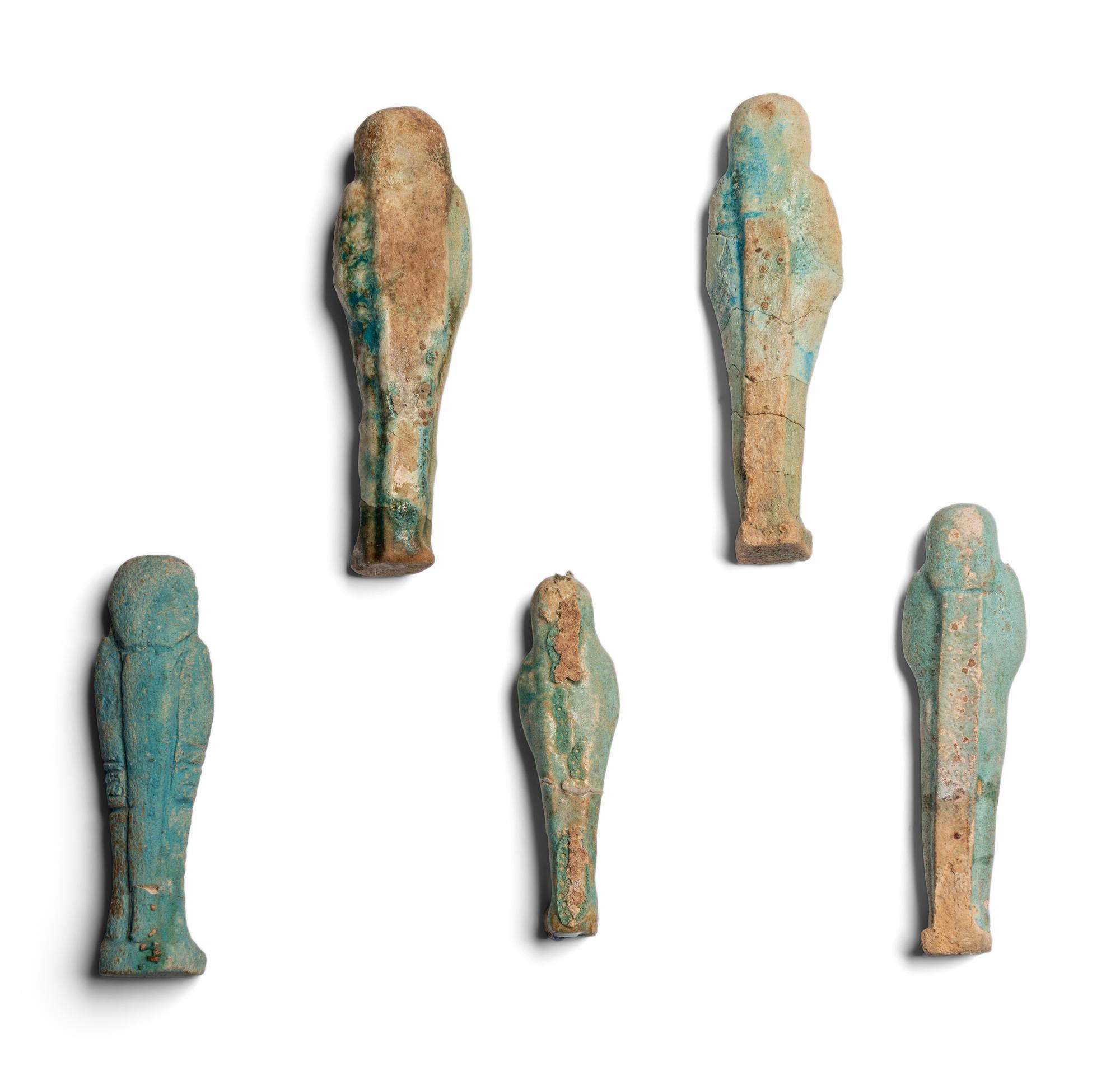 Five Egyptian Faience Ushabtis