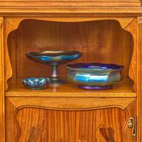 Tiffany Studios Group of Three Blue Favrile Glass Articles, circa 1905