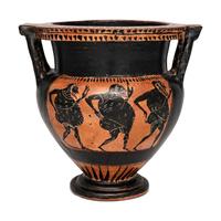 An Attic Black-Figured Krater with Six Dancing Komasts