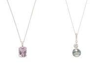 TAHITIAN CULTURED PEARL NECKLACE AND AMETHYST NECKLACE