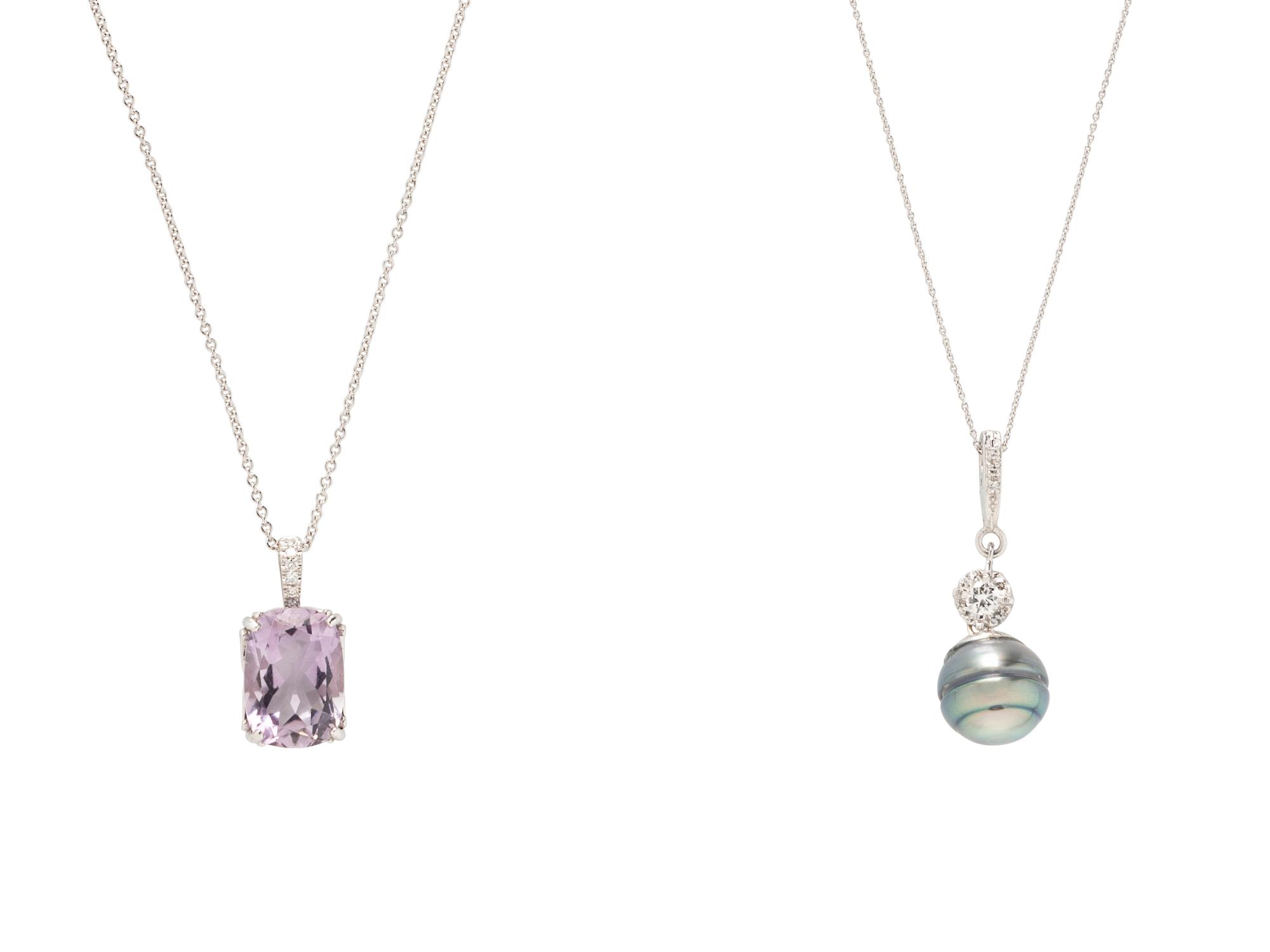 TAHITIAN CULTURED PEARL NECKLACE AND AMETHYST NECKLACE