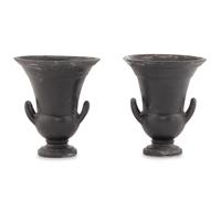 A Pair of Paolo Golia Basalt Ware Urns
