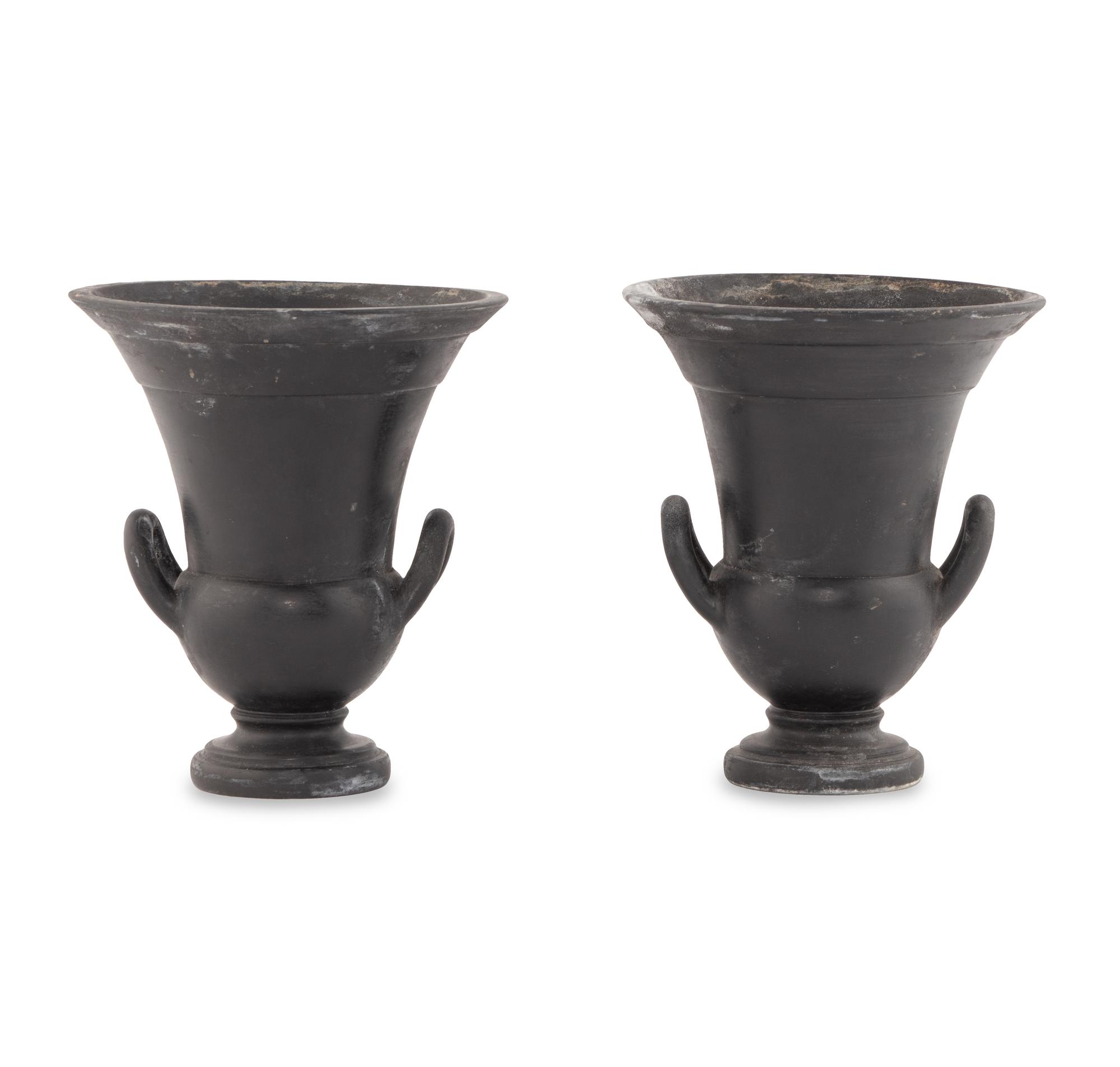 A Pair of Paolo Golia Basalt Ware Urns