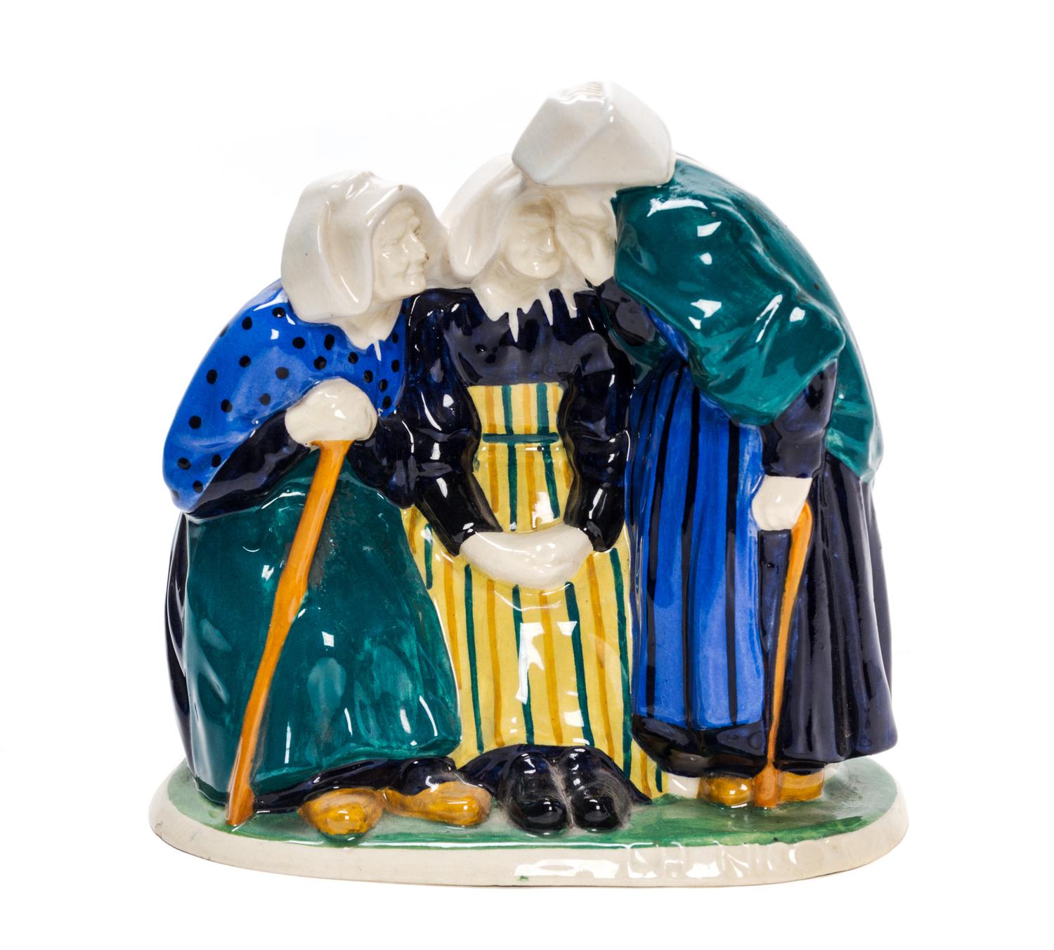 A Quimper Pottery Figural Group Height 7 3/4 inches. — LOUIS-HENRI NICOT