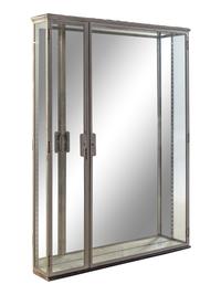 A Belgian Steel and Glass Pharmacy Case with Adjustable Glass Shelves
