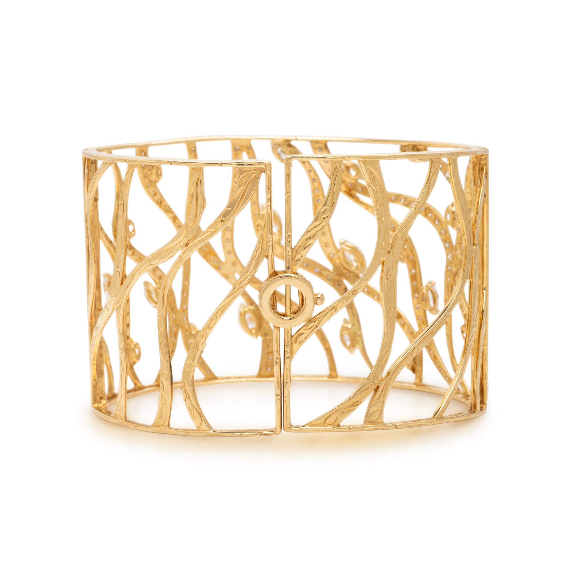 Yellow Gold and Diamond Cuff Bracelet