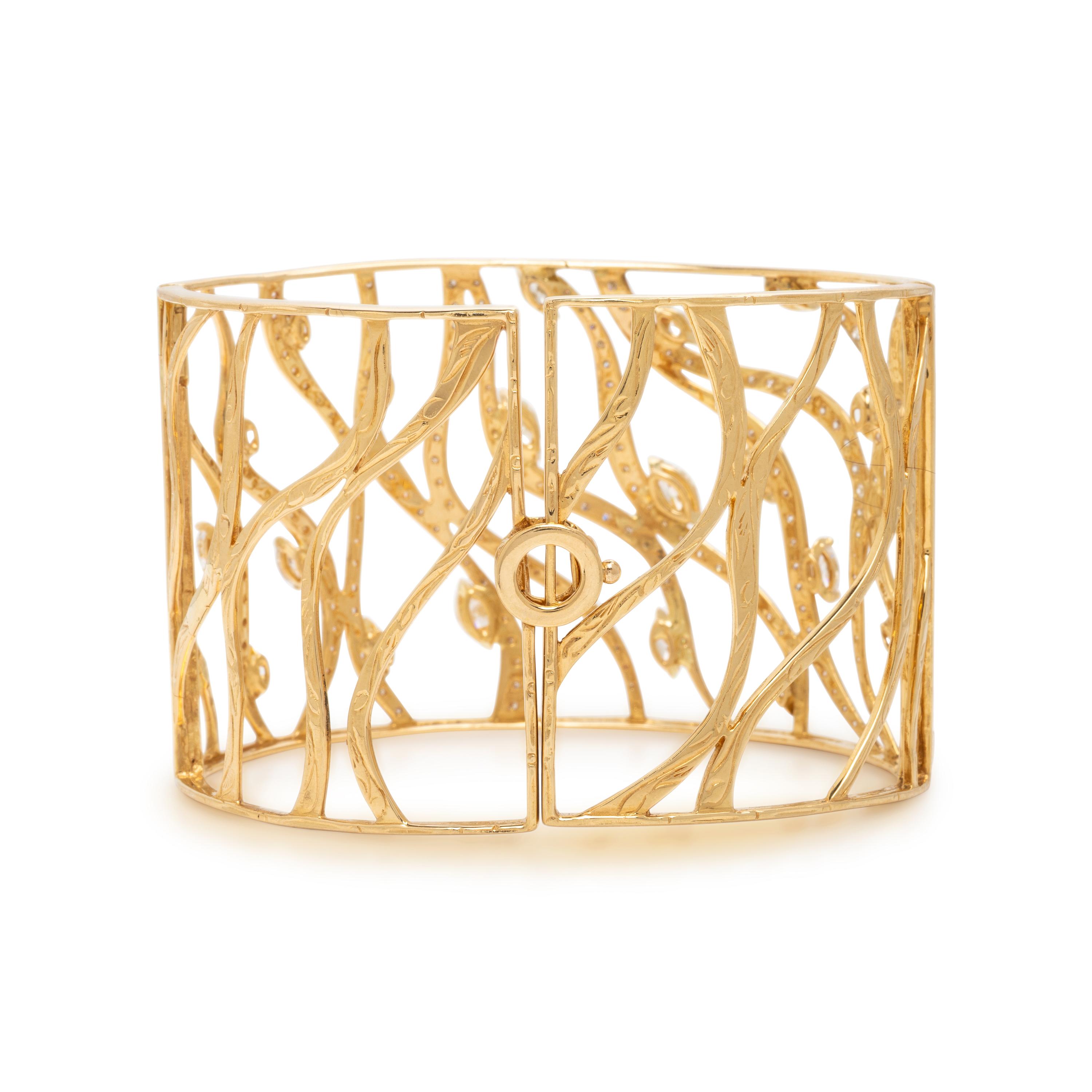 Yellow Gold and Diamond Cuff Bracelet
