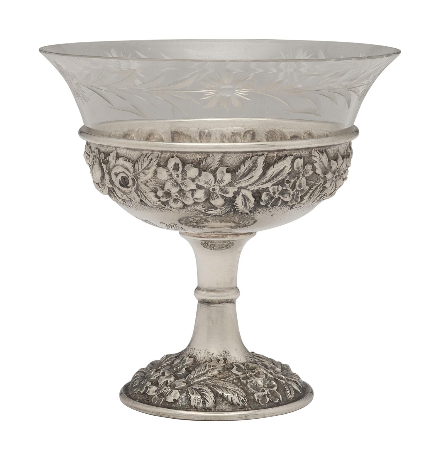 Sixteen American Repousse Silver Dessert Cups