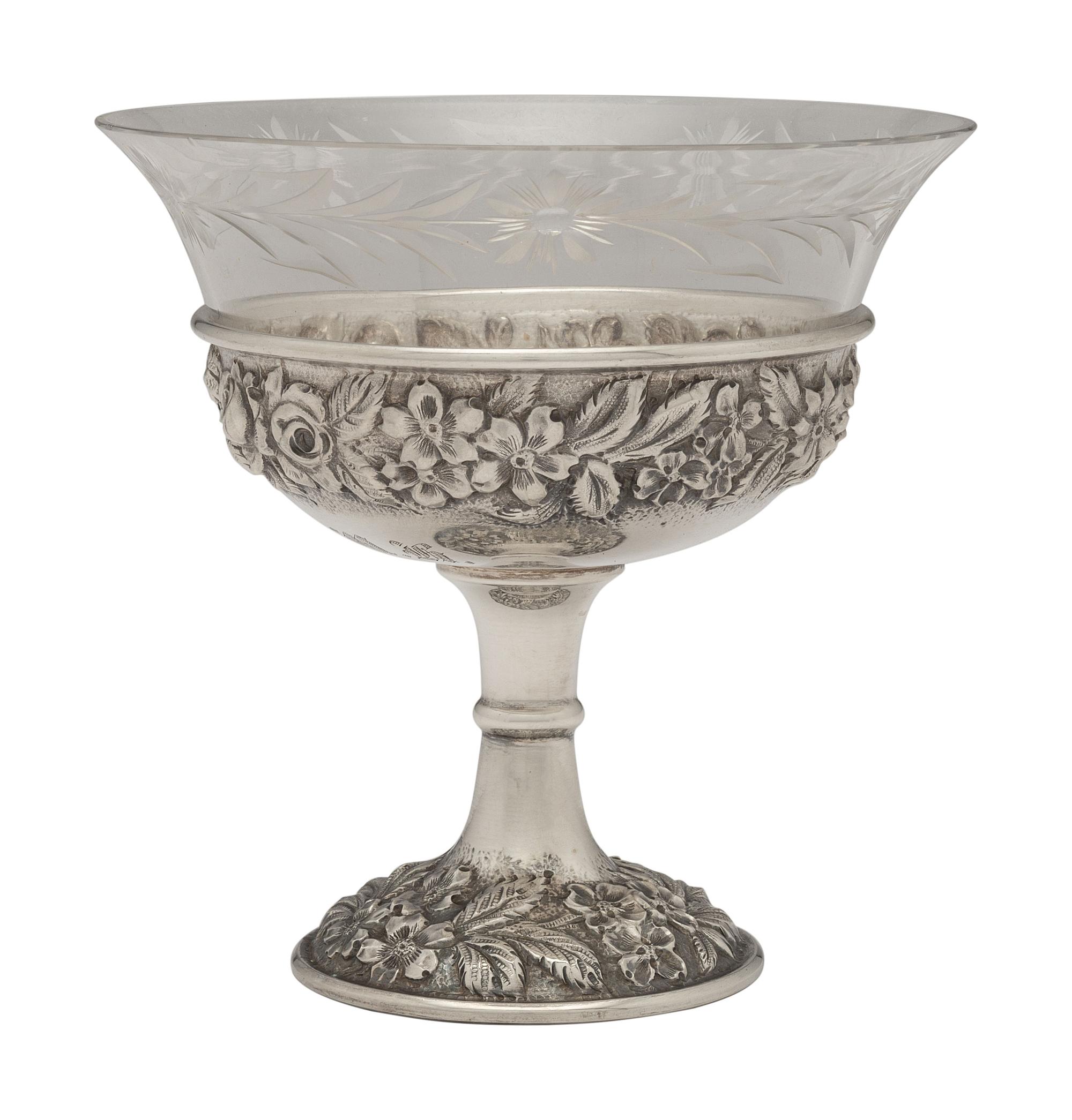 Sixteen American Repousse Silver Dessert Cups
