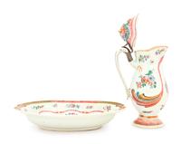 A Chinese Export Famille Rose Porcelain Pitcher and Basin