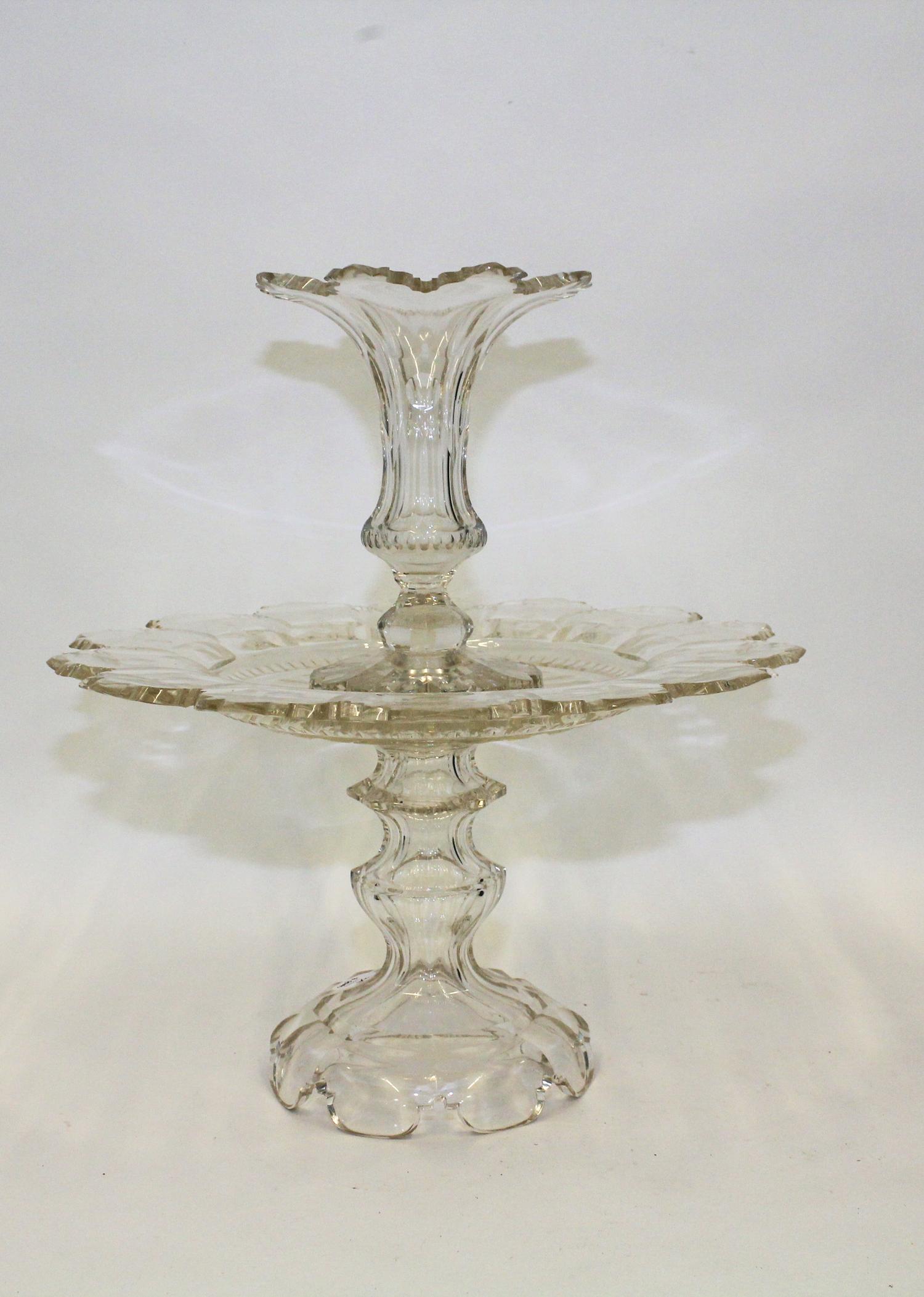 A Cut Glass Epergne Height 16 1/2 inches. — 19TH CENTURY