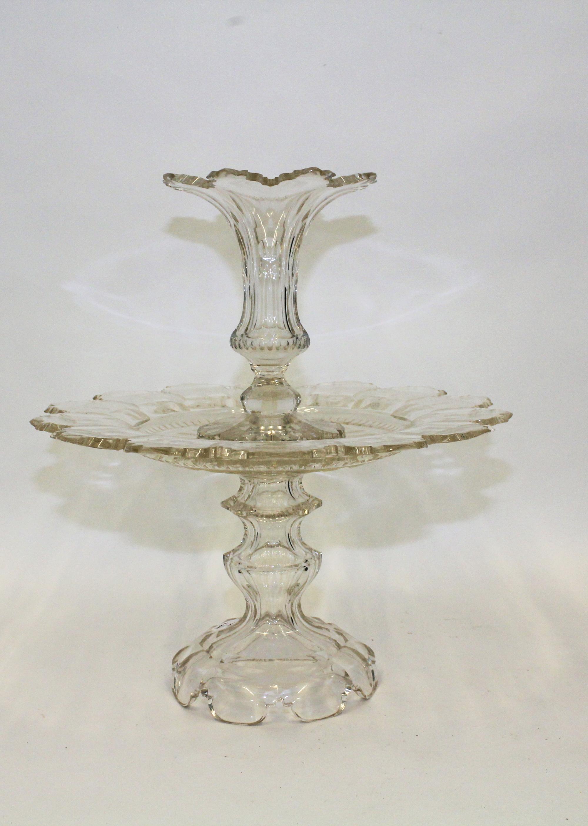 A Cut Glass Epergne Height 16 1/2 inches. — 19TH CENTURY
