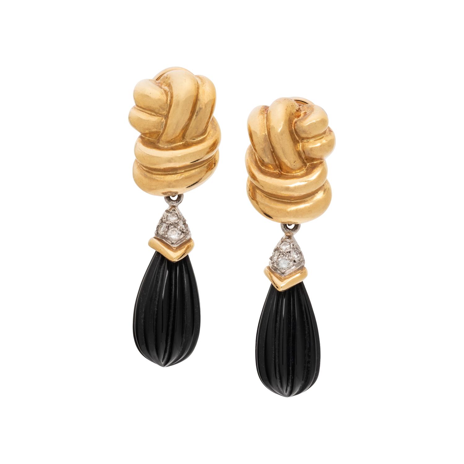 ONYX AND DIAMOND EARRINGS