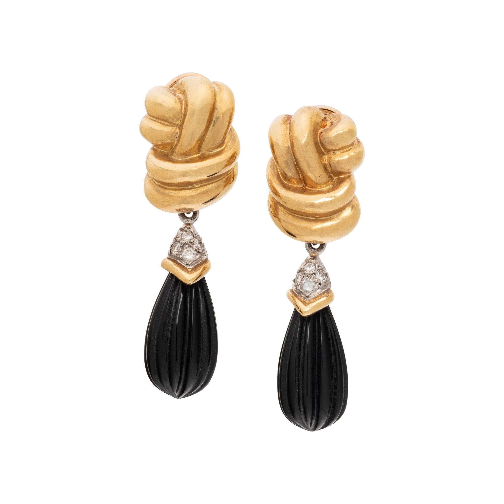 ONYX AND DIAMOND EARRINGS