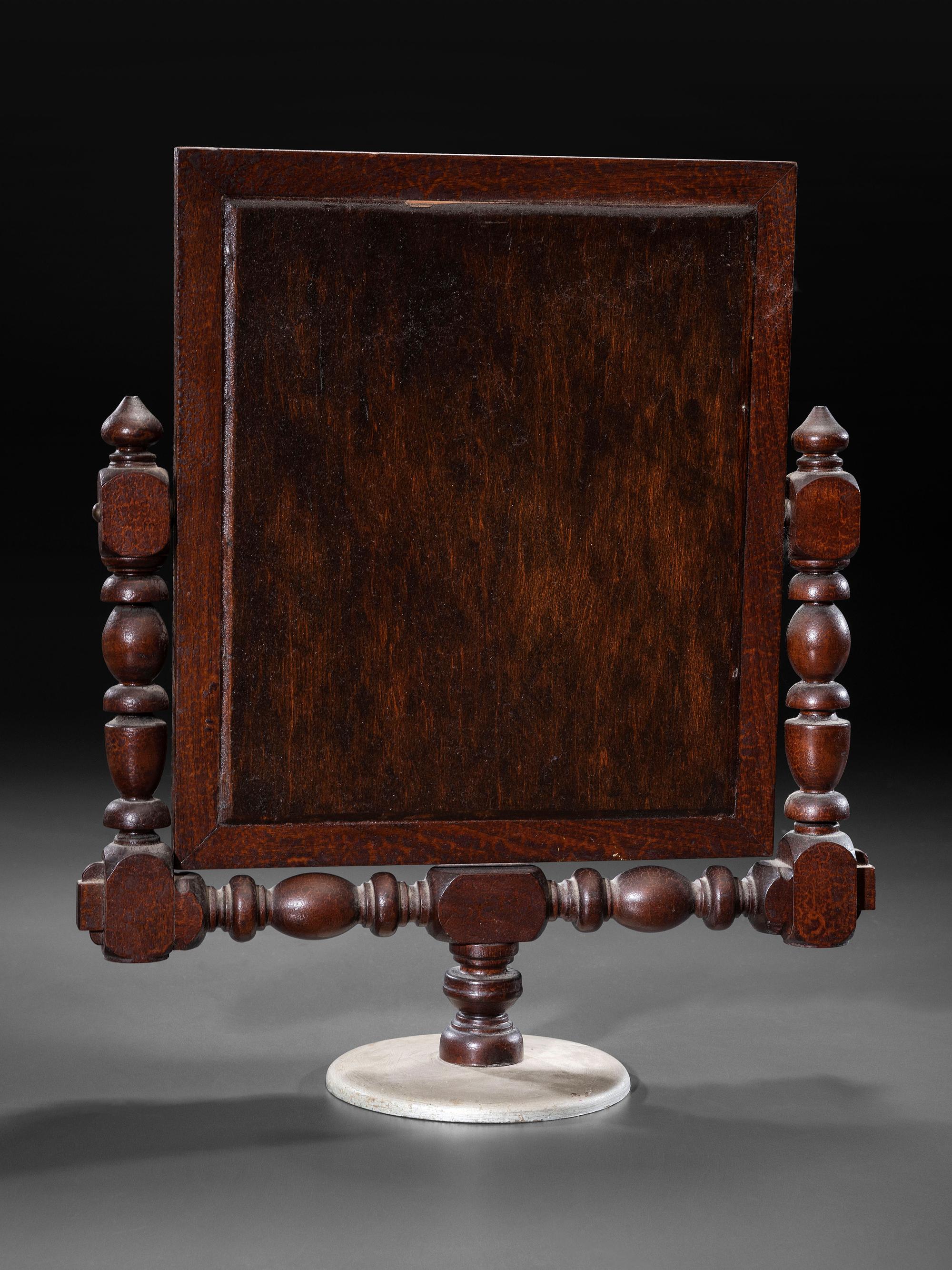 A Folk Art Carved and Inlaid Countertop Mirror