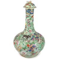 A Chinese Export Celadon Ground Famille Rose Covered Vase