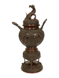 A Japanese Meiji Bronze Censer with Dragon Finial — 19TH CENTURY