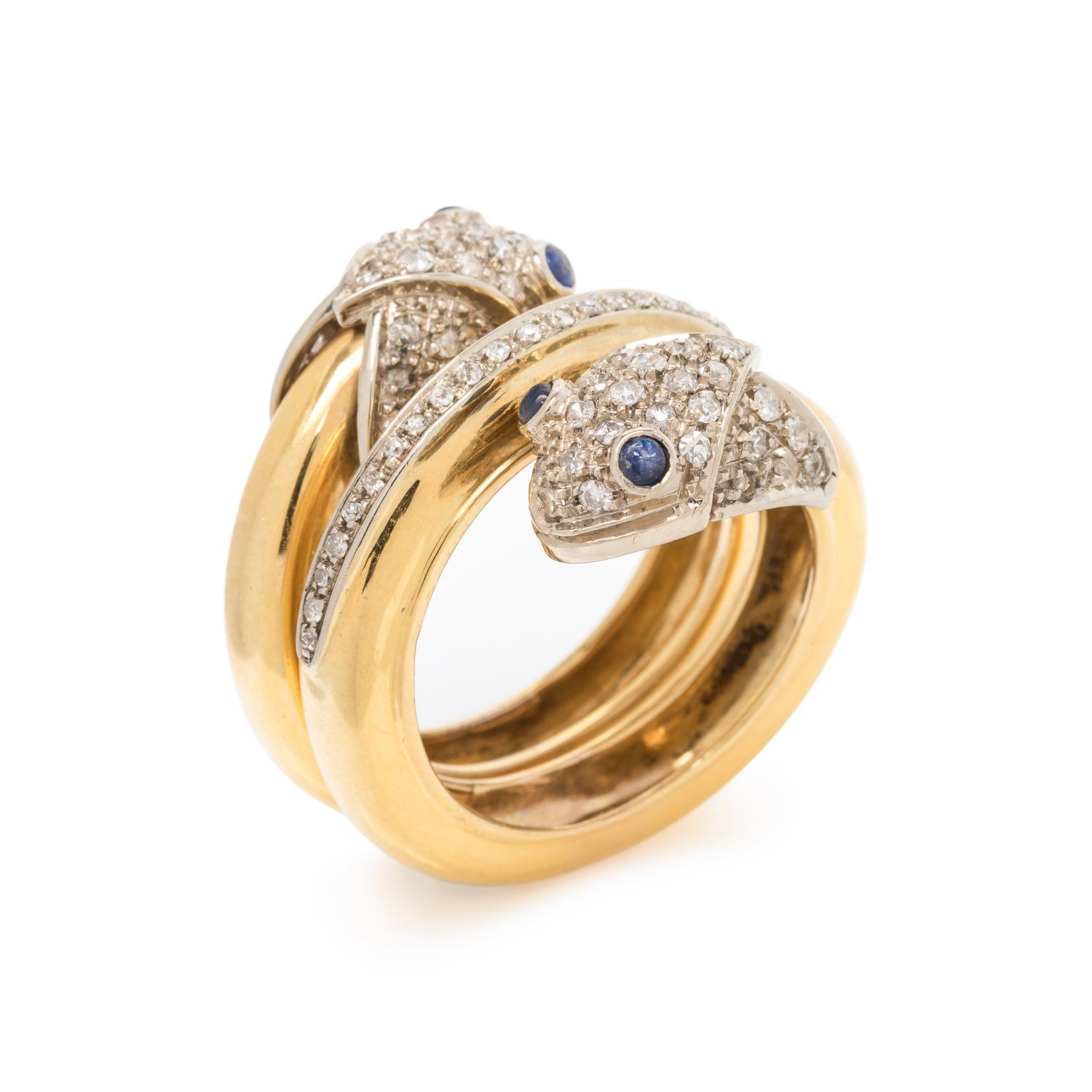 DIAMOND AND SAPPHIRE SNAKE RING