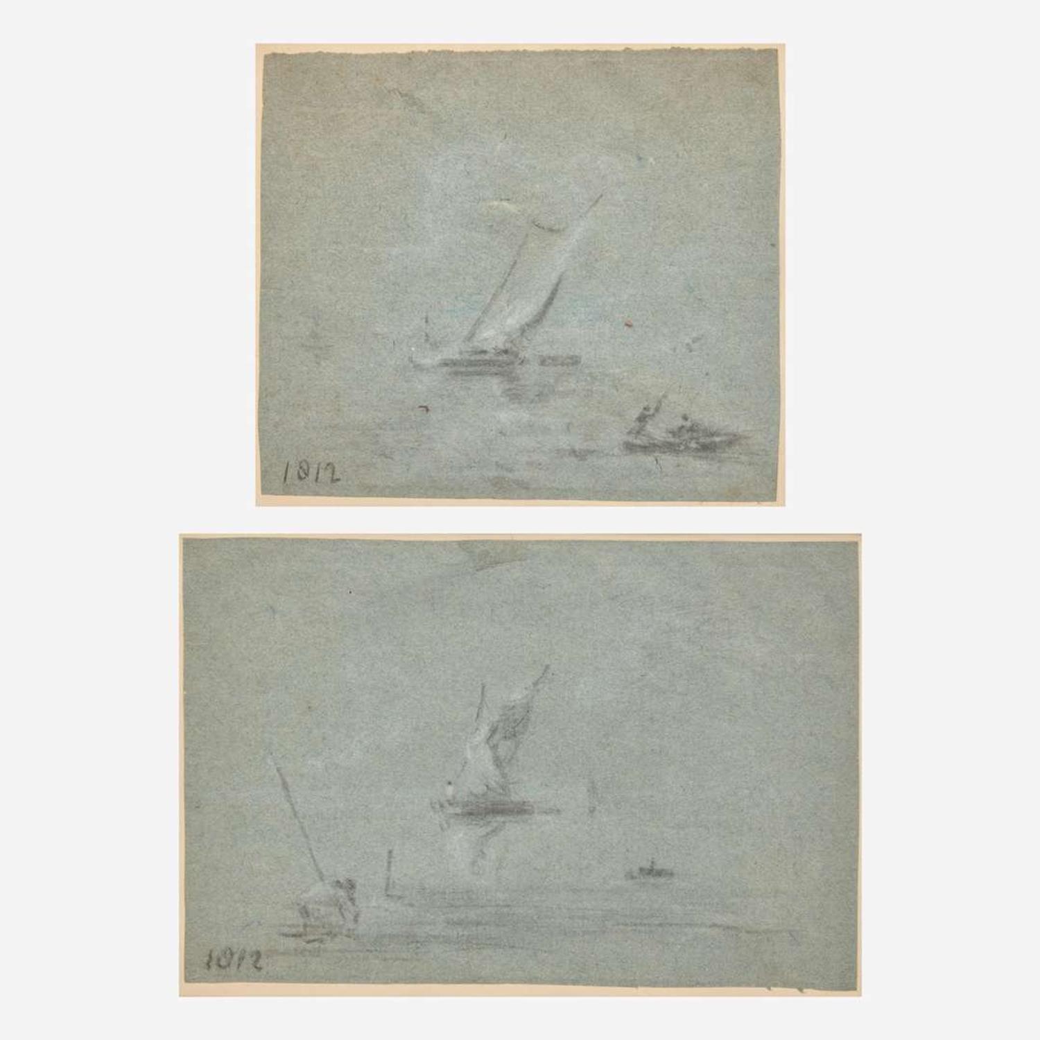 School of John Constable (British, 1776–1837) Sailboats, A Pair