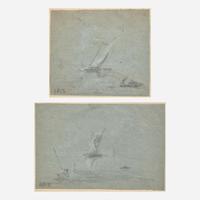 School of John Constable (British, 1776–1837) Sailboats, A Pair