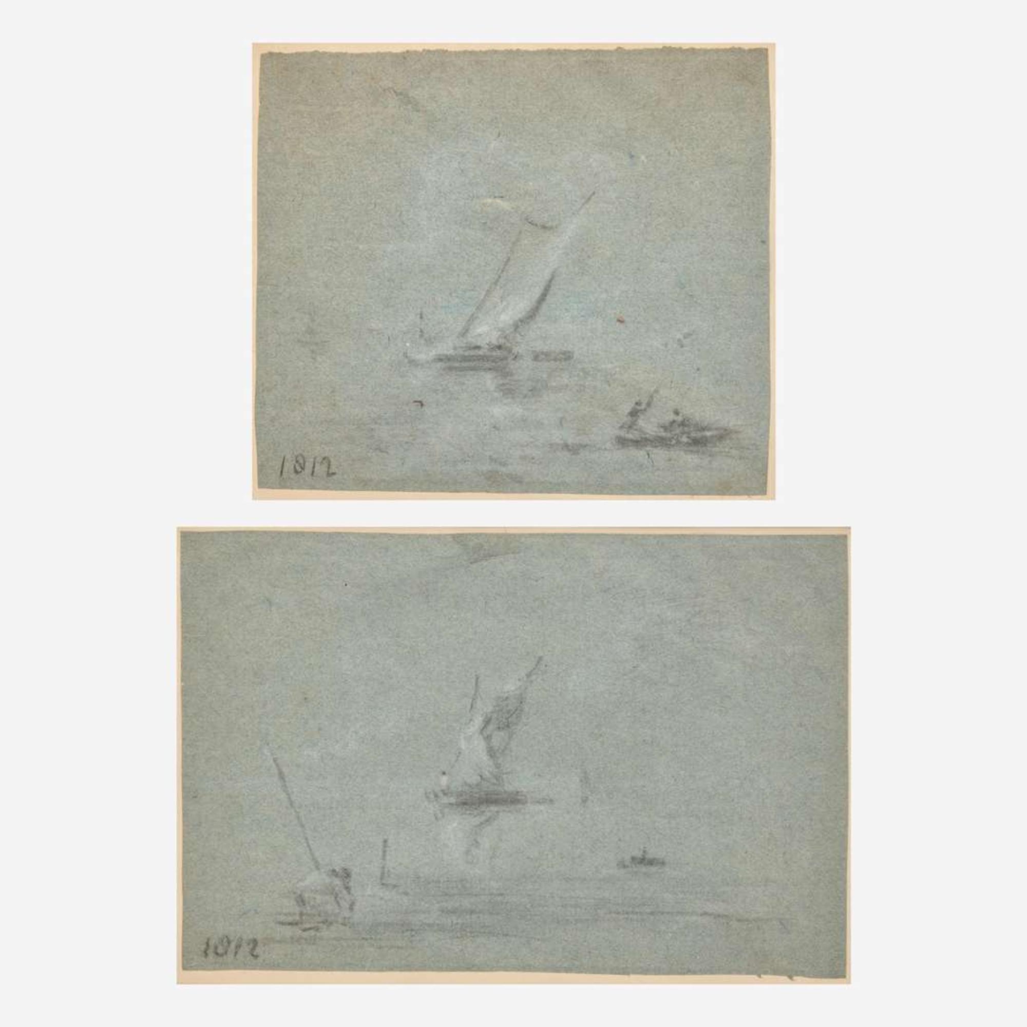 School of John Constable (British, 1776–1837) Sailboats, A Pair