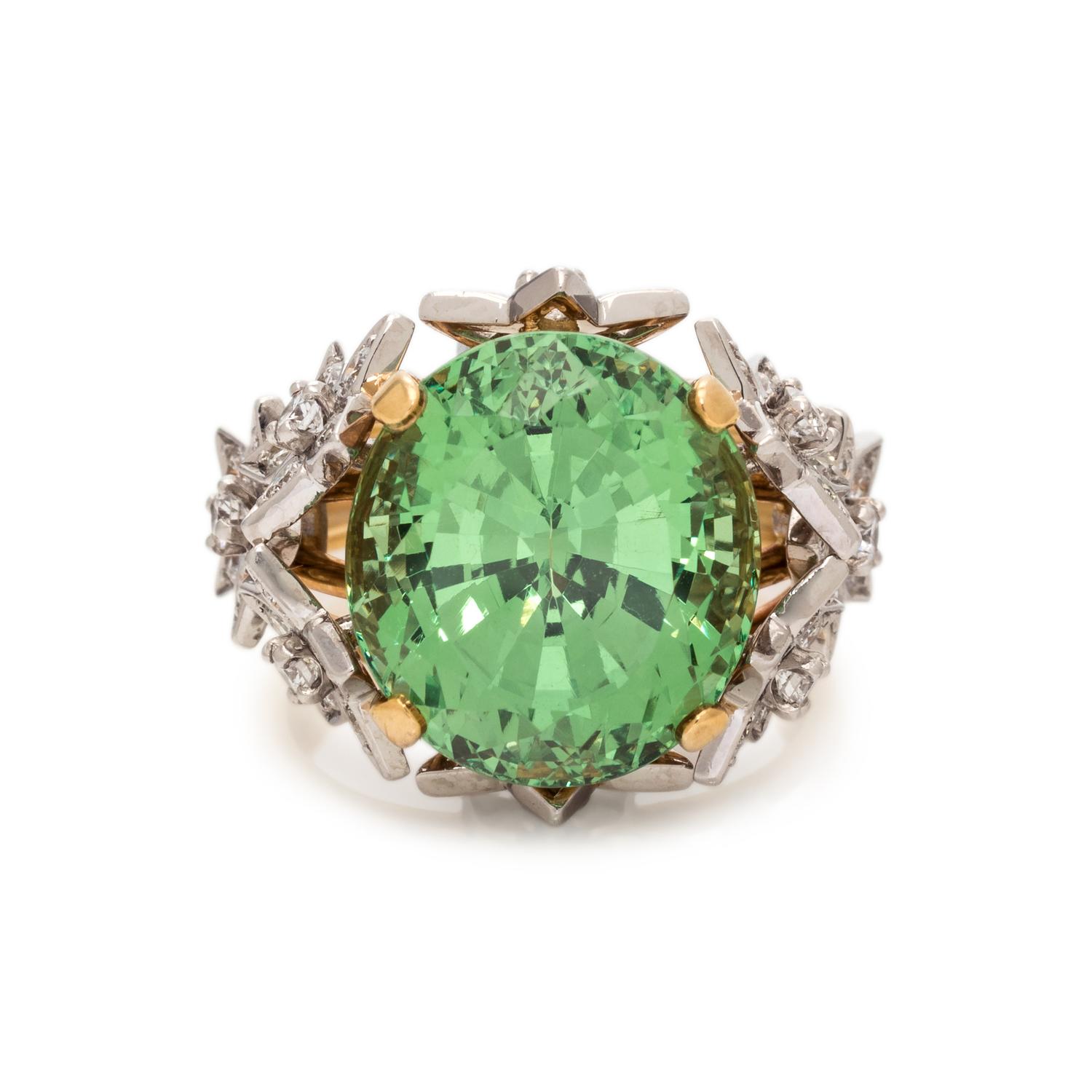 TIFFANY & CO., SCHLUMBERGER, GROSSULARITE GARNET AND DIAMOND RING