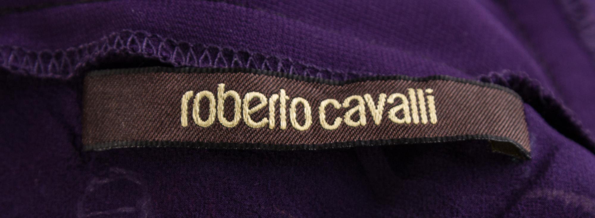 A Roberto Cavalli Purple Floral Embellished Halter Gown, Clutch: 7.5" x 4.75" x 1".