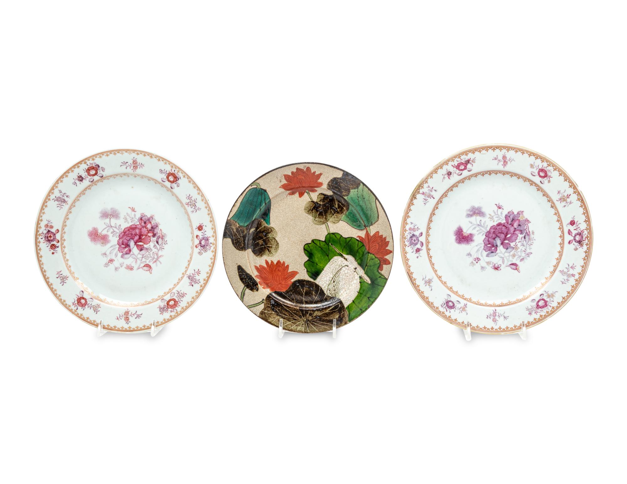 Three Chinese Export Porcelain Plates