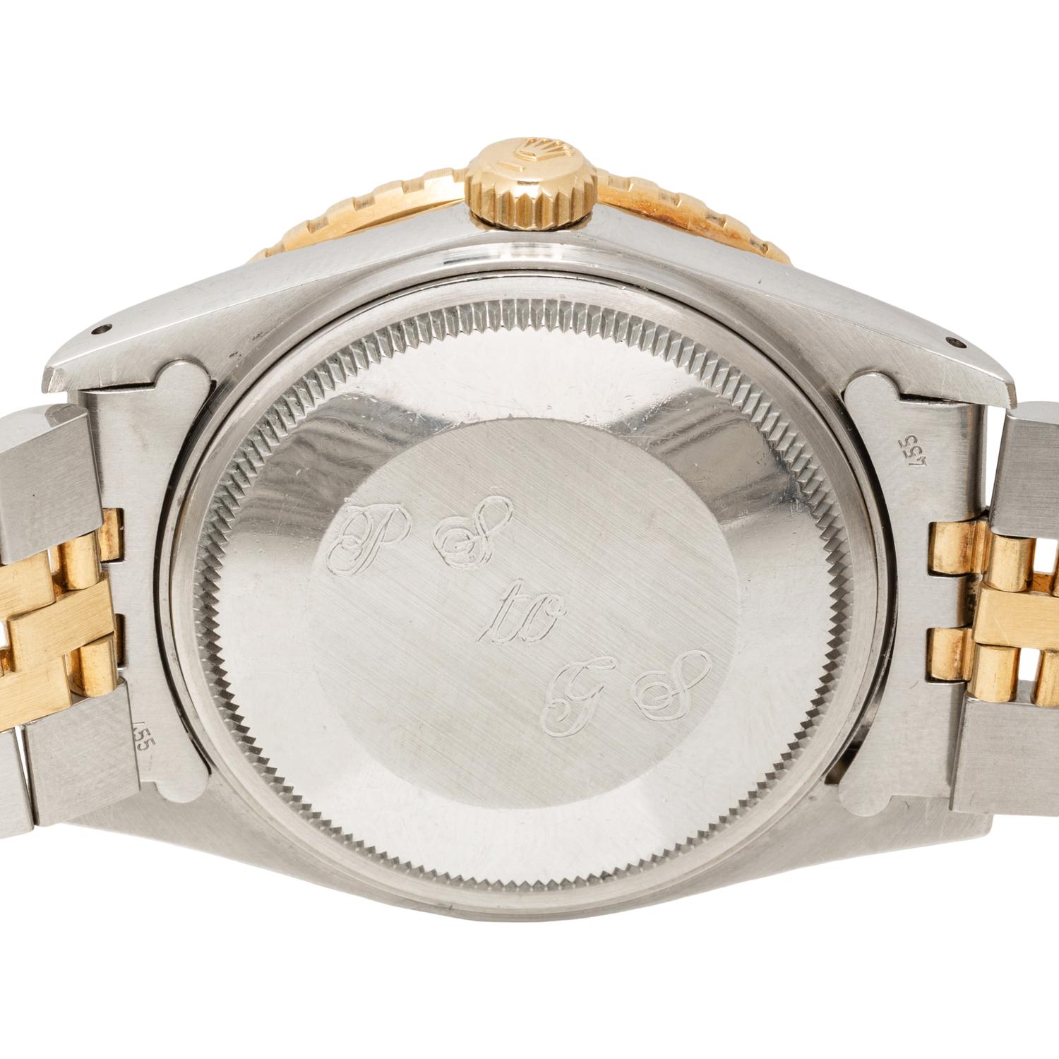 ROLEX, REF. 16253 18K YELLOW GOLD AND STAINLESS STEEL 'DATEJUST THUNDERBIRD' WITH TAPESTRY DIAL WATCH, BOX & PAPERS