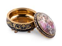 A Vienna Painted and Parcel Gilt Porcelain Covered Box