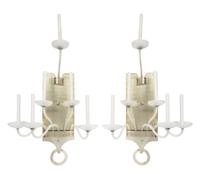Italy, MURANO, c.1980, a pair of glass and metal six-light sconces