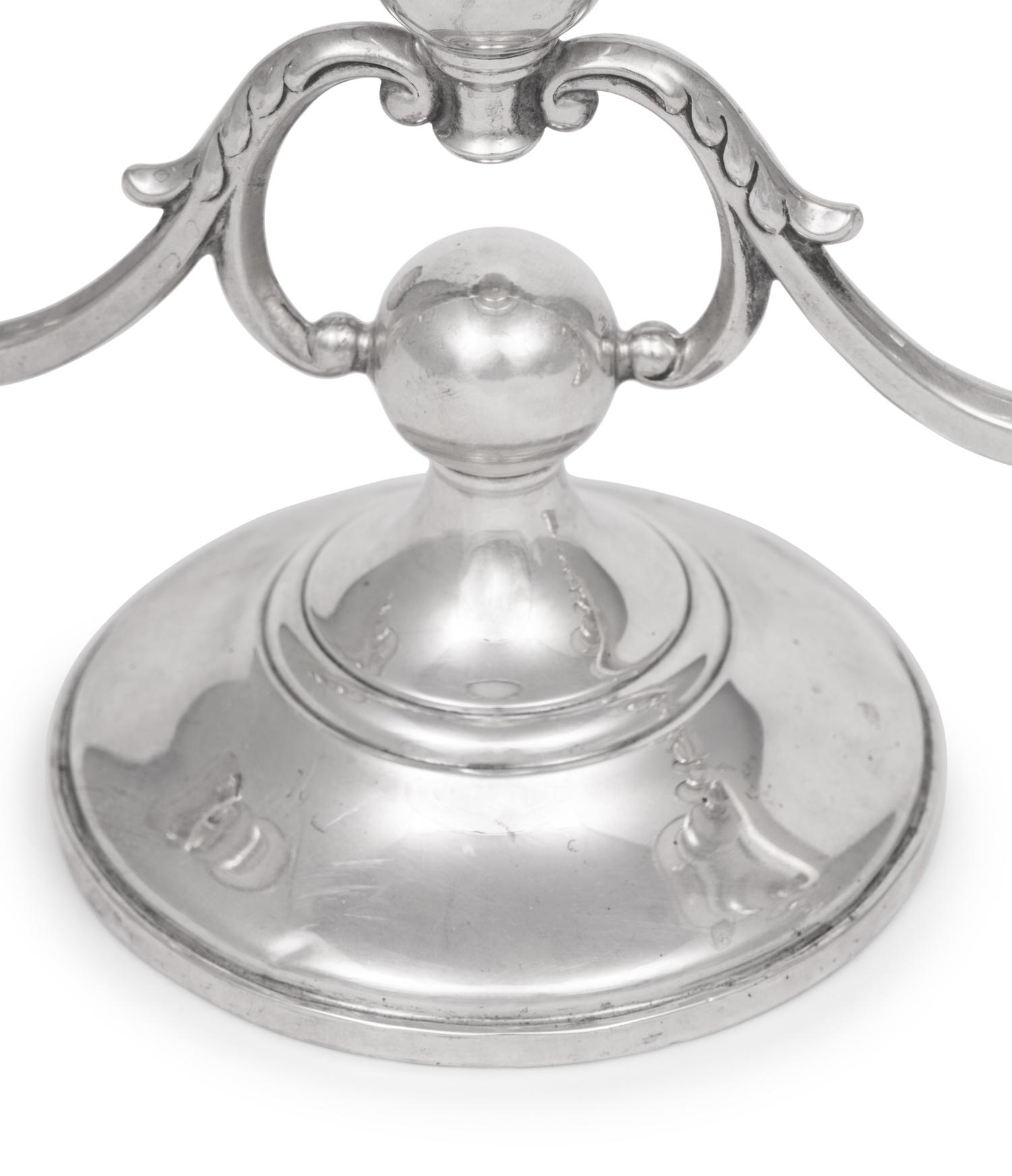 A Pair of American Silver Three-Light Candelabra