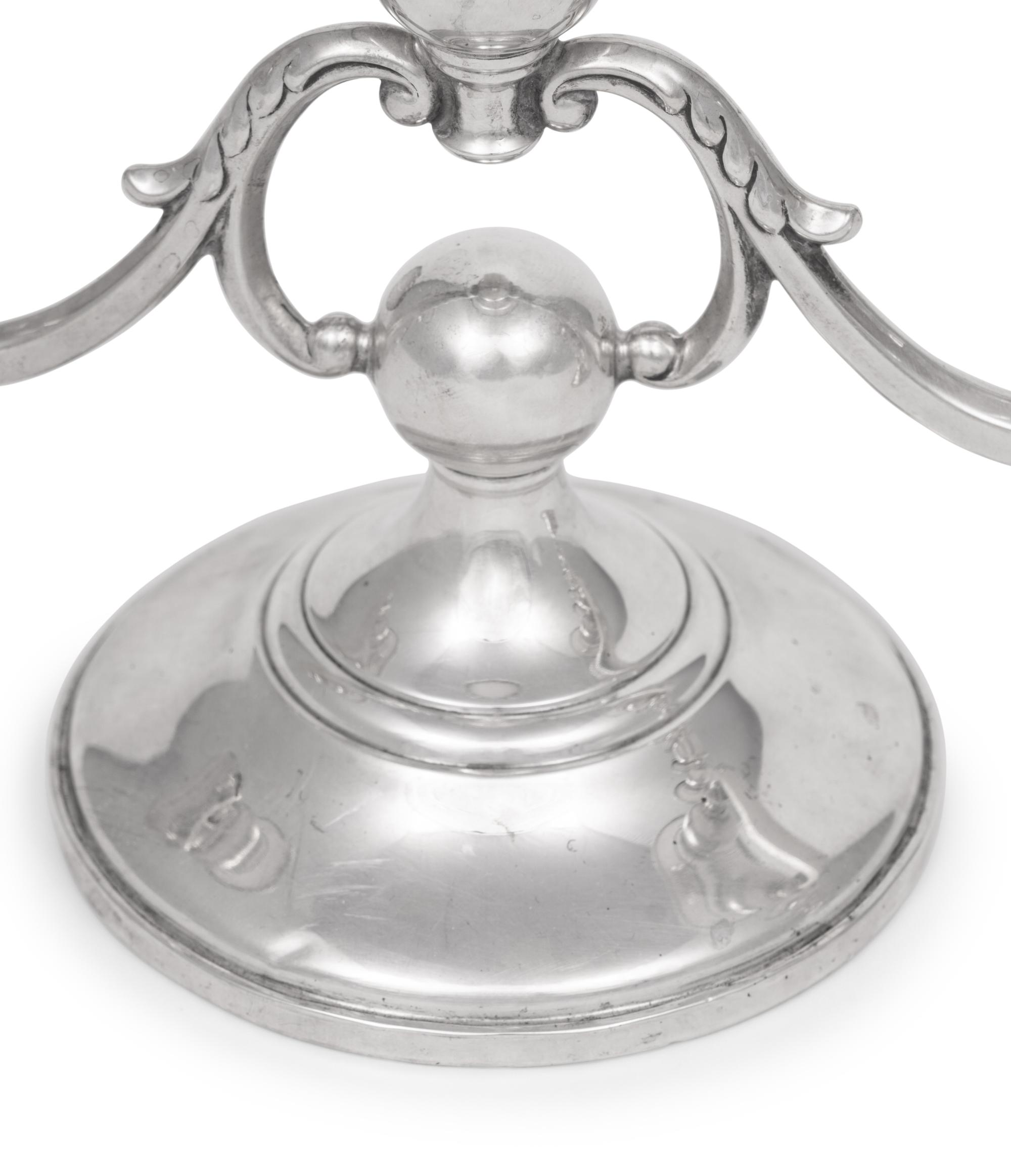 A Pair of American Silver Three-Light Candelabra