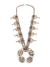 Sterling Silver and Turquoise Squash Blossom Necklace